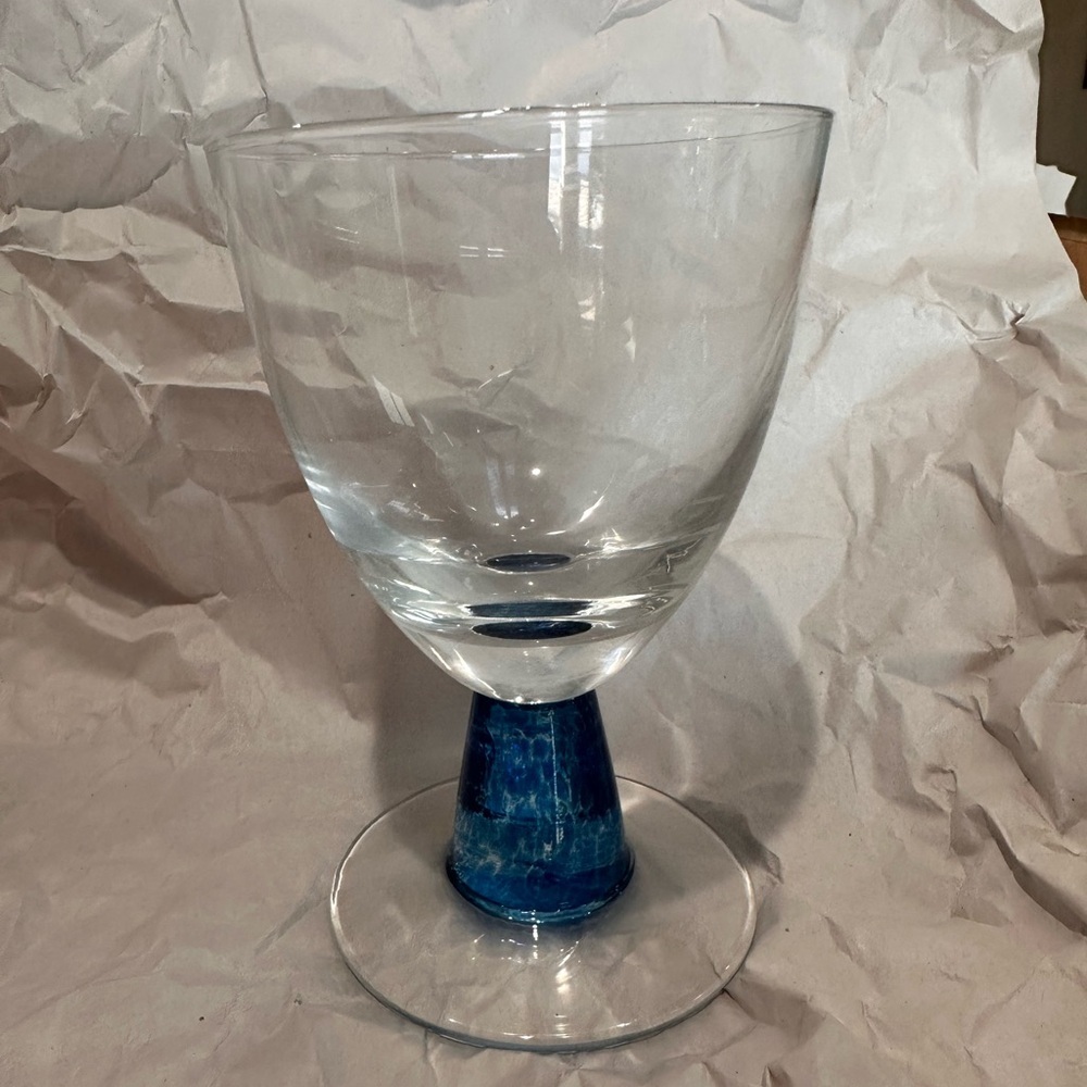 Vintage Denby Blue Jetty Water Goblet Blown Glass blue swirl Stem replacement - Picture 3 of 8